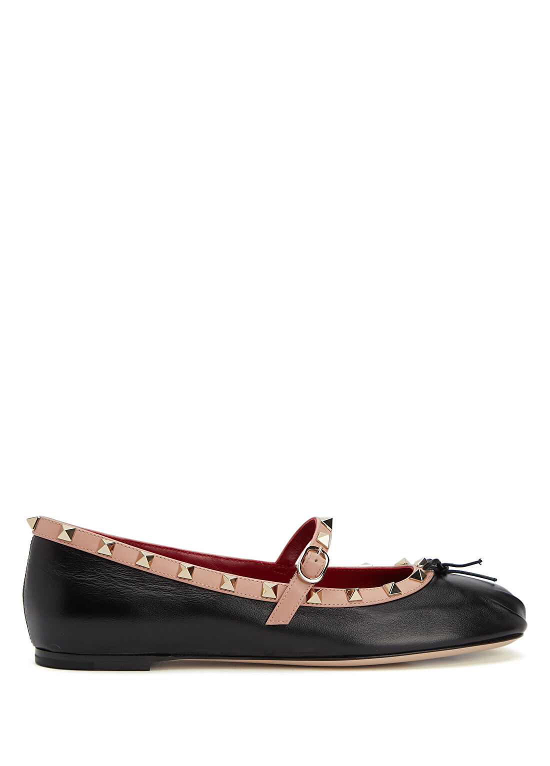 Valentino Garavani Rockstud Pembe Siyah Deri Babet