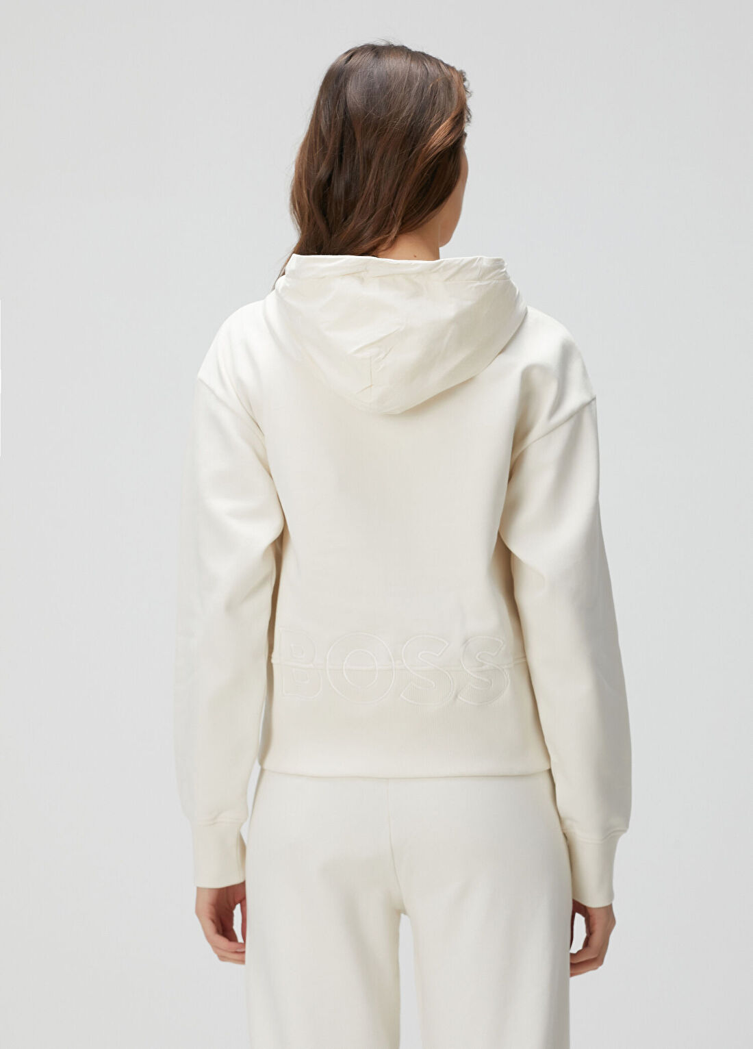 Boss Beyaz Kapüşonlu Sweatshirt görsel 4