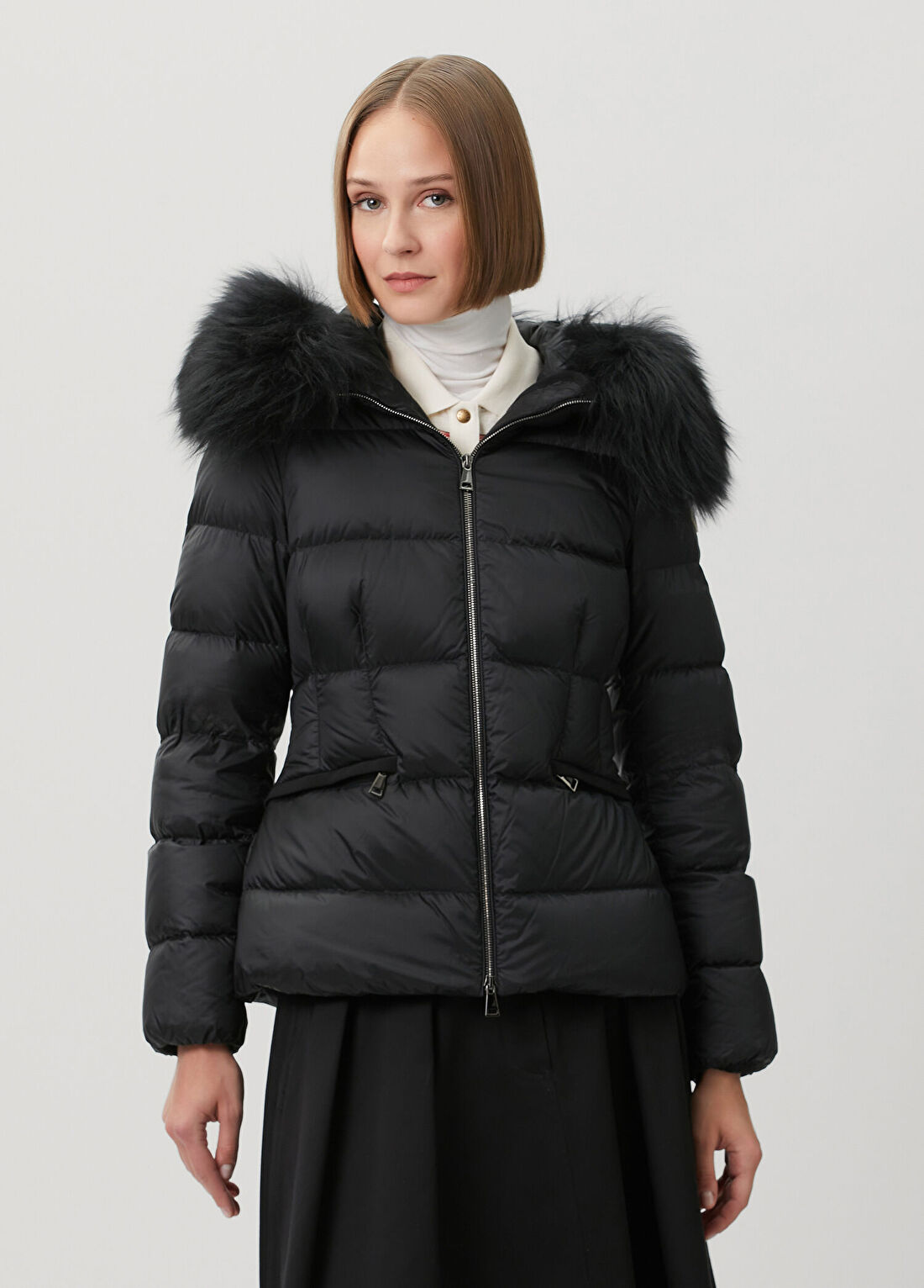 Moncler Boed Siyah Kapüşonlu Puffer Mont