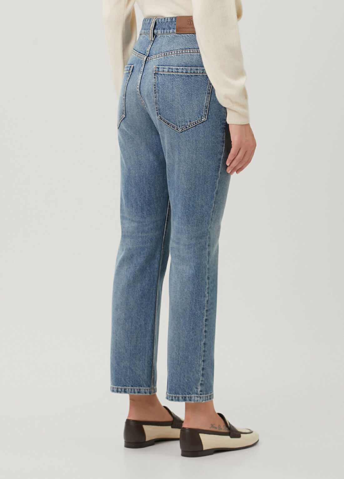 Brunello Cucinelli Mavi Straight Leg Jean Pantolon görsel 4