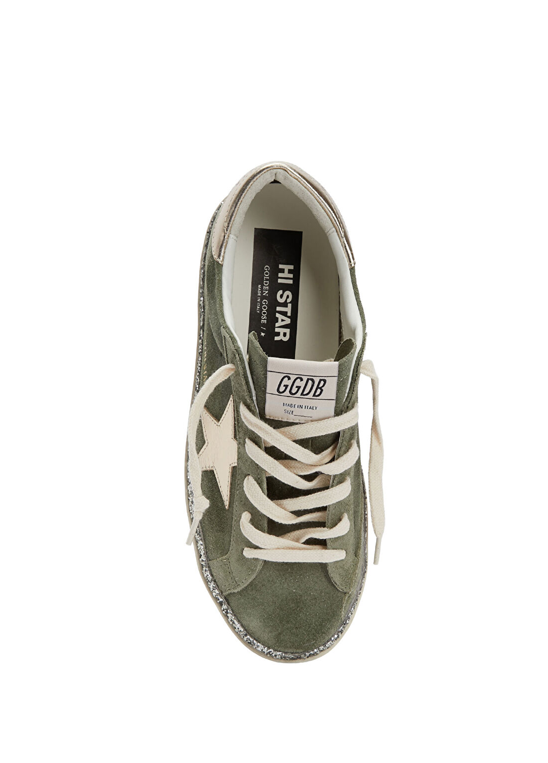 Golden Goose Hi Star Haki Kadın Deri Sneaker görsel 4