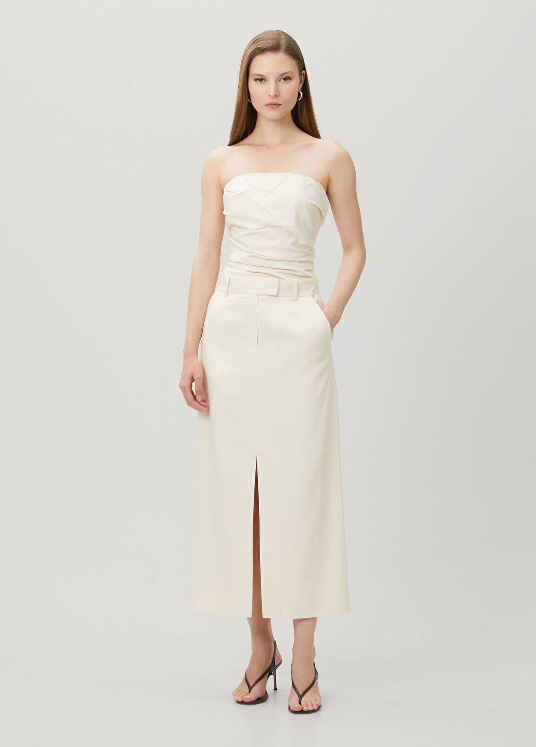 Anine Bing Meredith Krem Midi Etek