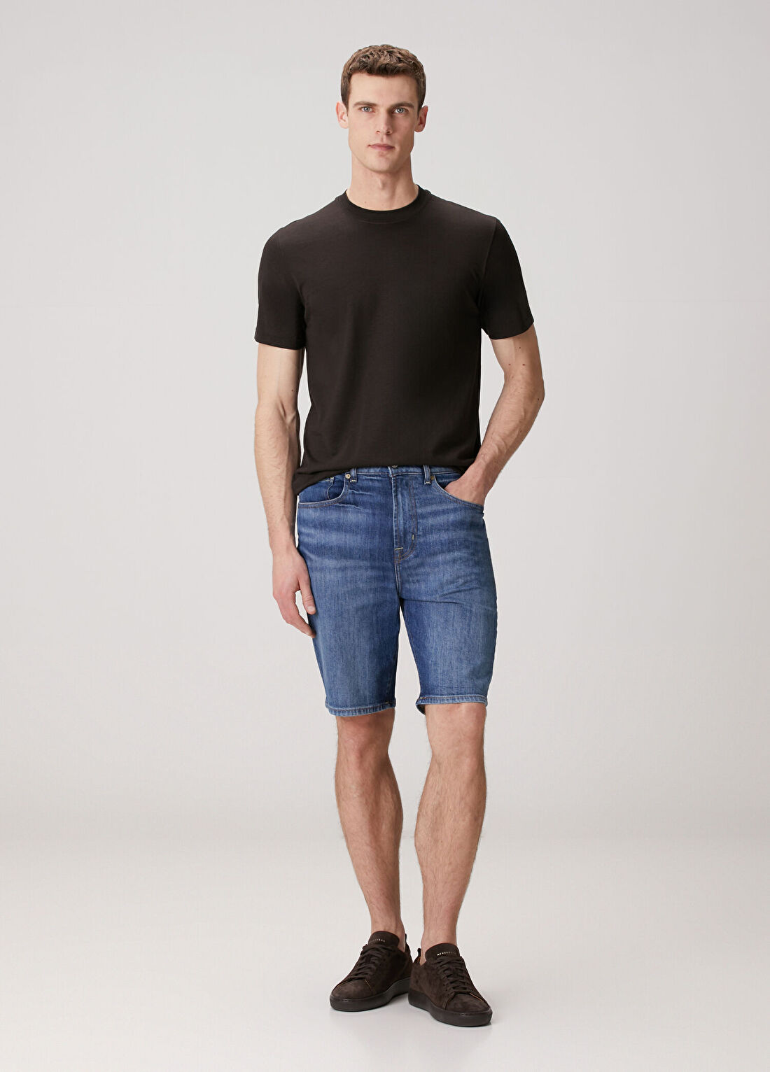 7 For All Mankind Koyu Mavi Denim Şort
