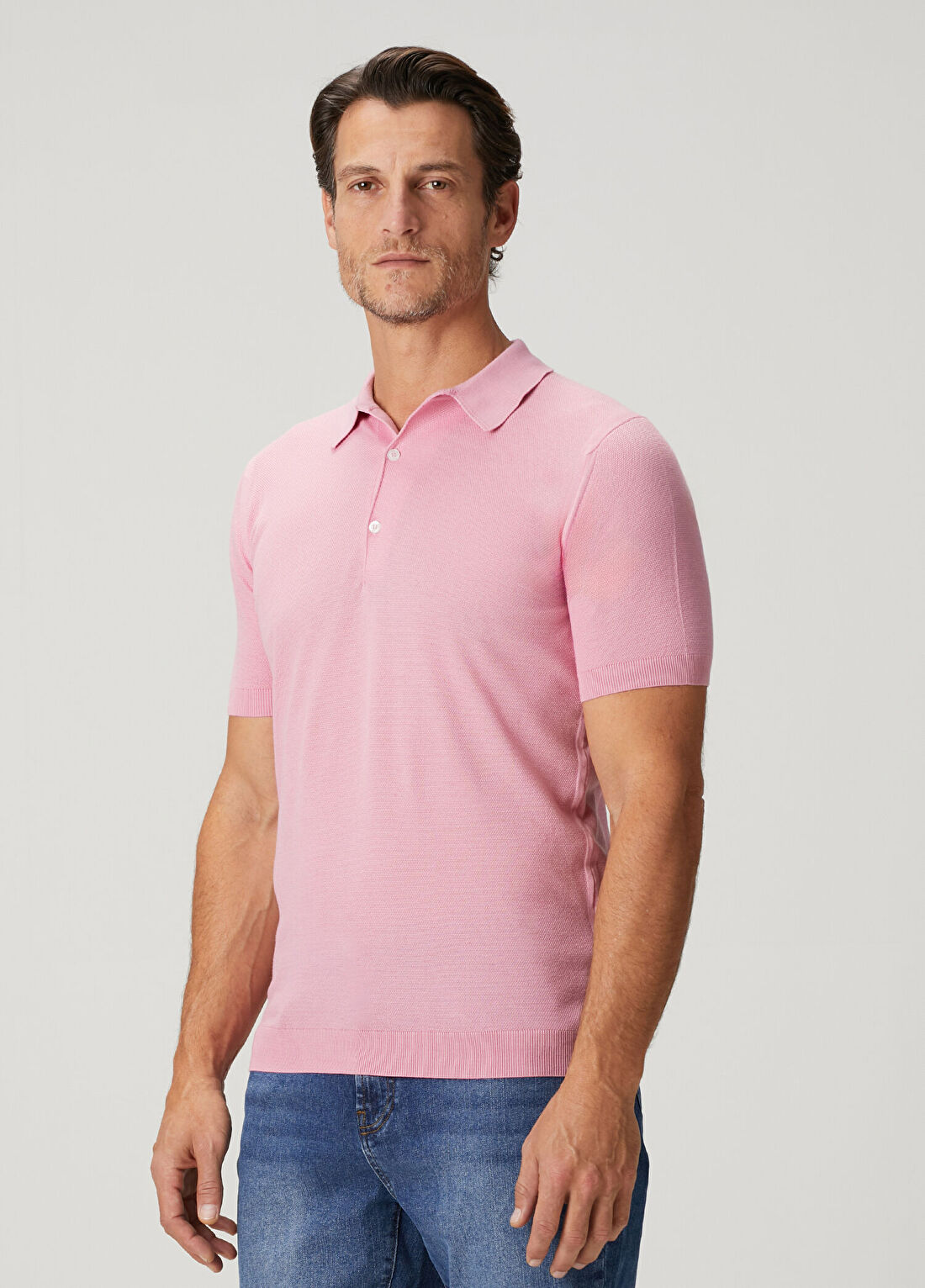 John Smedley Roth Açık Pembe Polo Yaka Kısa Kollu Triko görsel 3