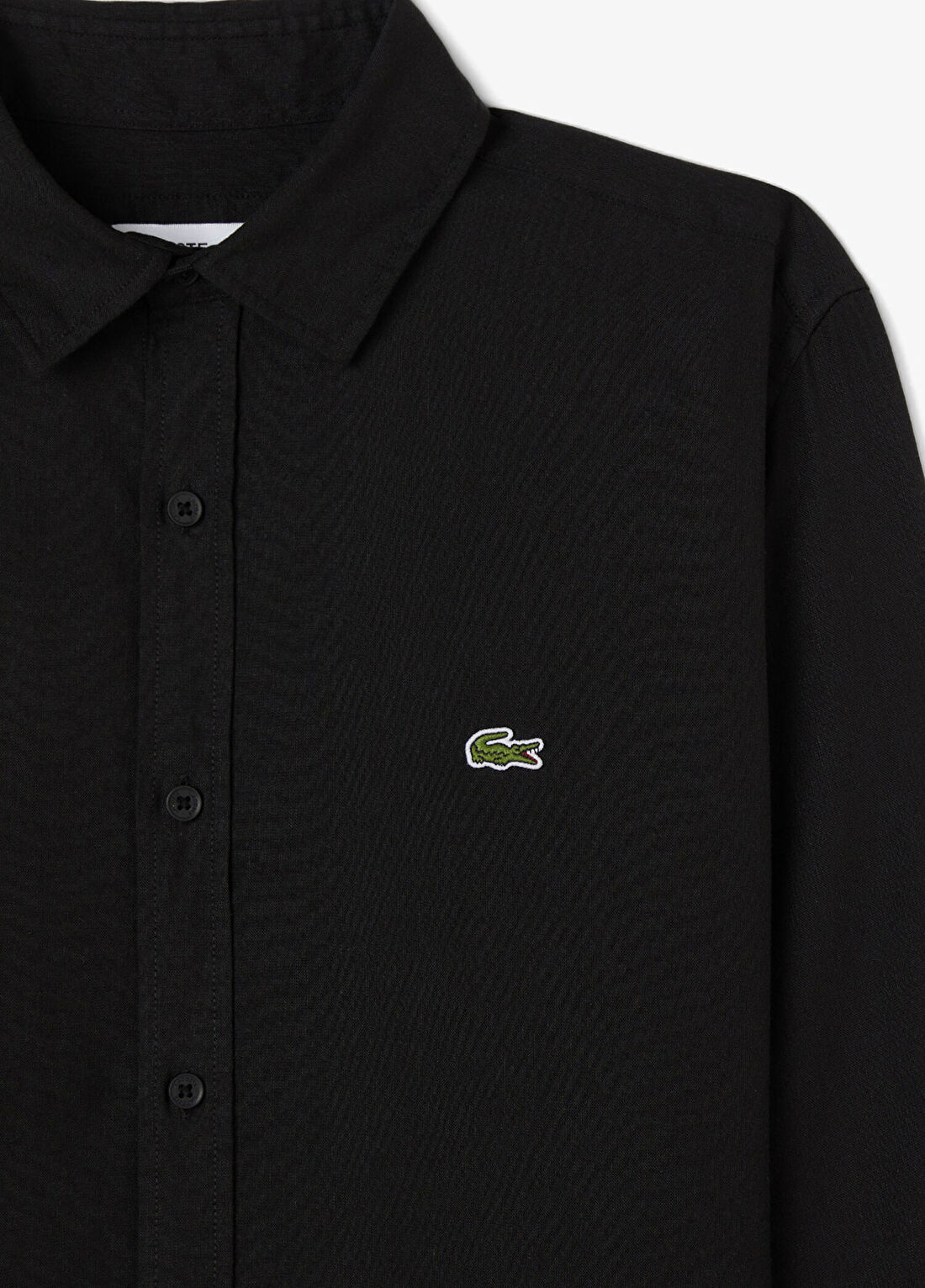 Lacoste Siyah Keten Regular Fit Uzun Kollu Erkek Gömlek görsel 4