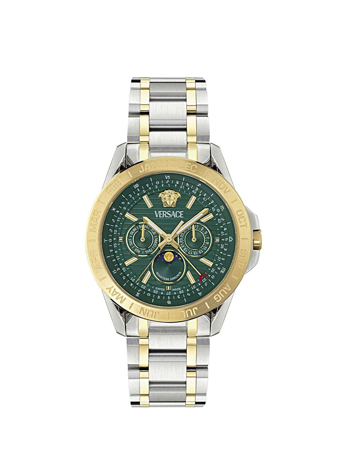Versace VRSCVE0K00325 Altın Rengi Metalik Gri Çelik Erkek Kol Saati