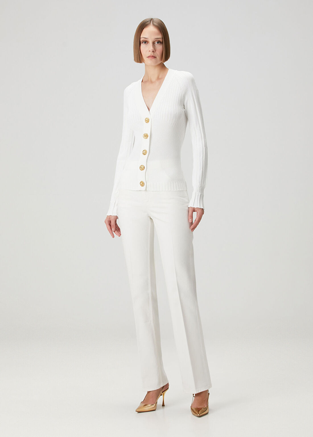 Balmain Beyaz Ribli Hırka görsel 2