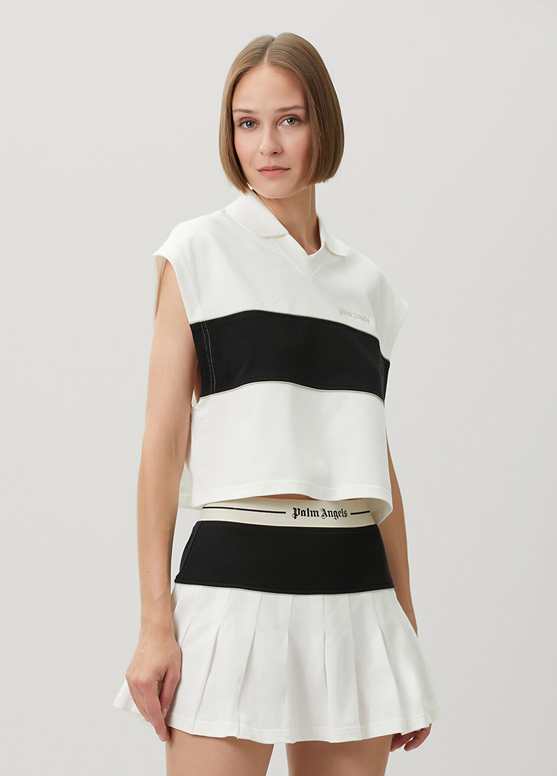 Palm Angels Classic Boxy Siyah Beyaz Polo Üst