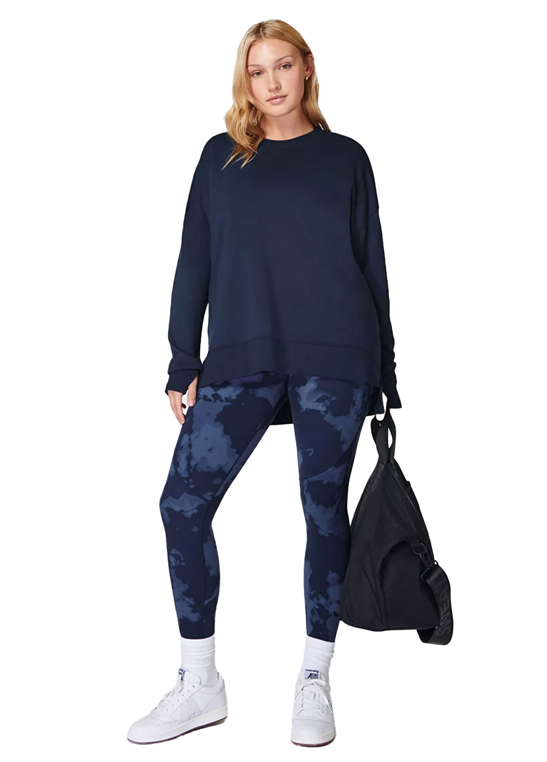 Sweaty Betty After Class Longline Lacivert Kadın Spor Sweatshirt görsel 4