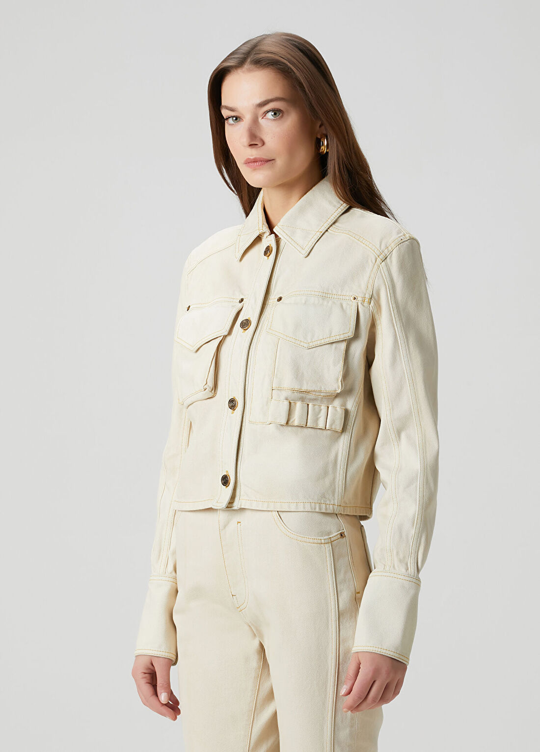 Balmain Bej Denim Ceket görsel 3
