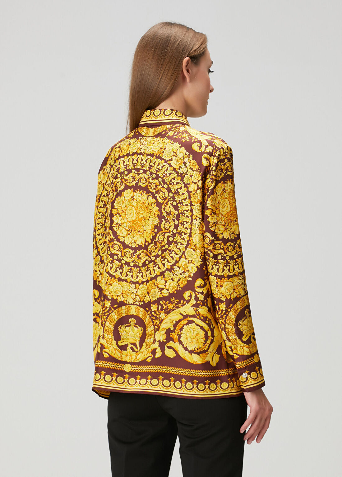 Versace Bordo Gold Twill İpek Gömlek görsel 4