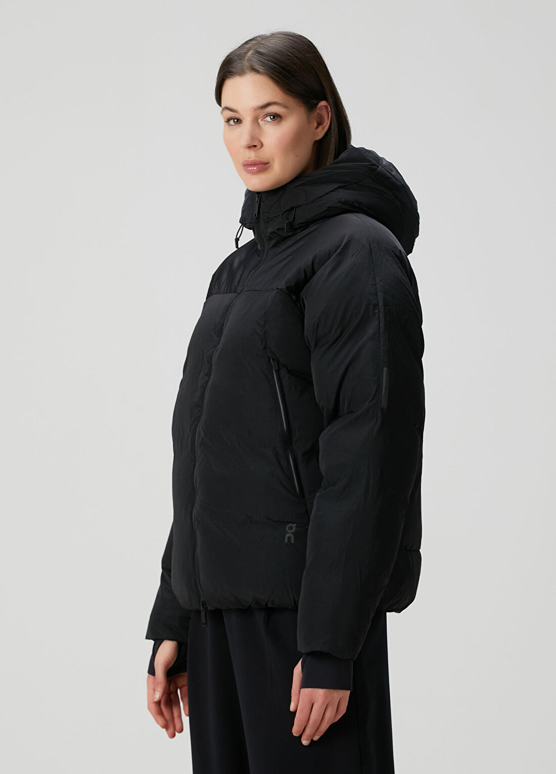 On All-Day Siyah Kapüşonlu Puffer Mont görsel 3
