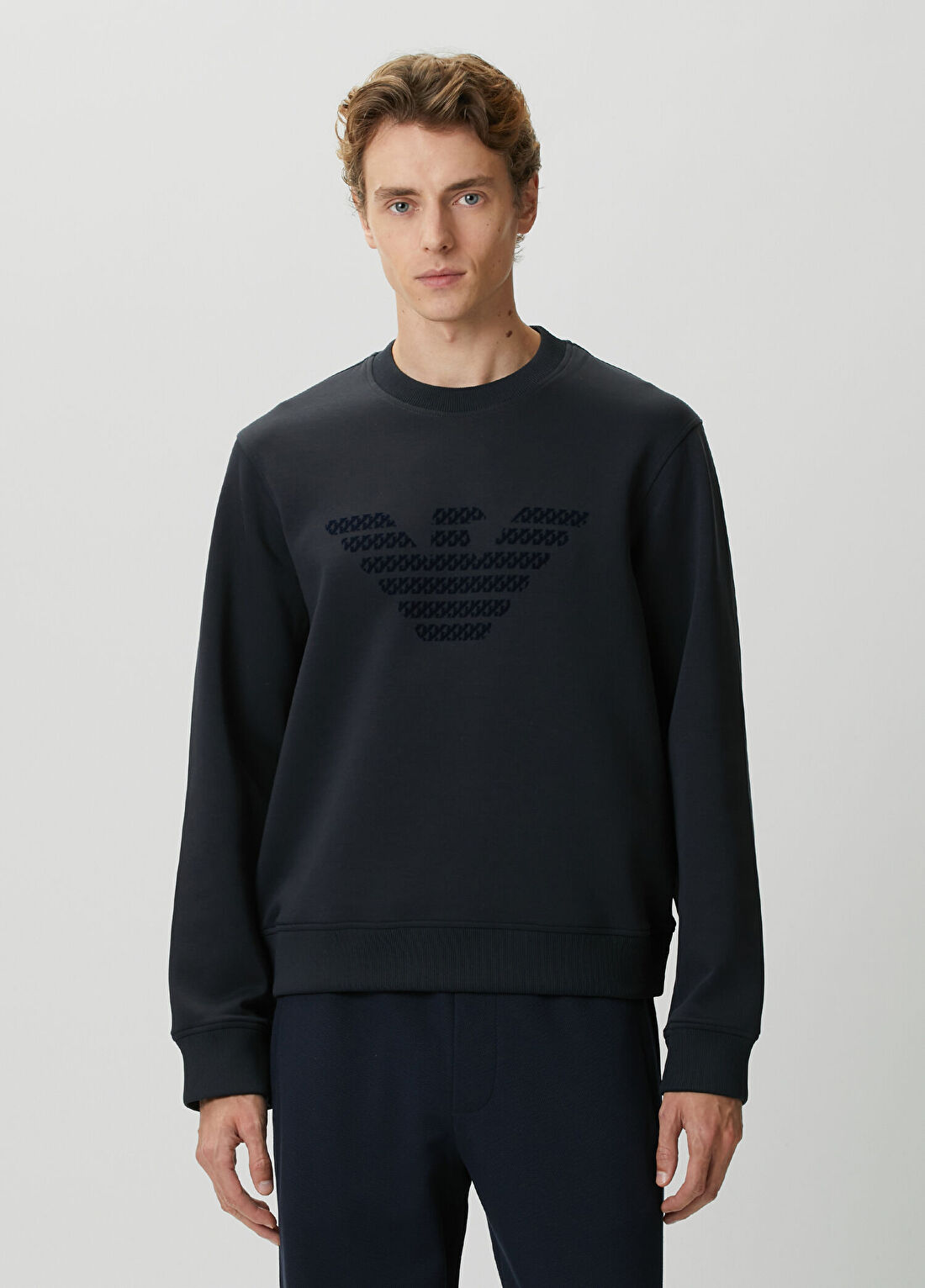 Emporio Armani Lacivert Logo Detaylı Sweatshirt