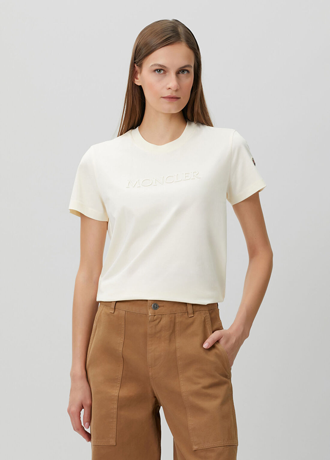 Moncler Beyaz Logolu T-shirt