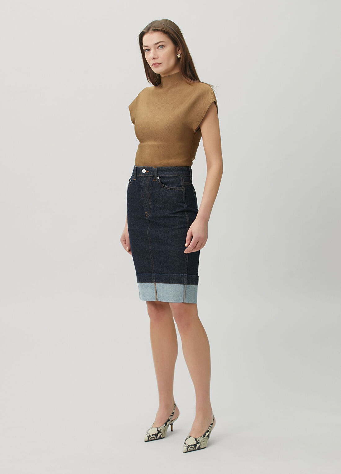 Khaite Kendra Koyu Mavi Denim Etek