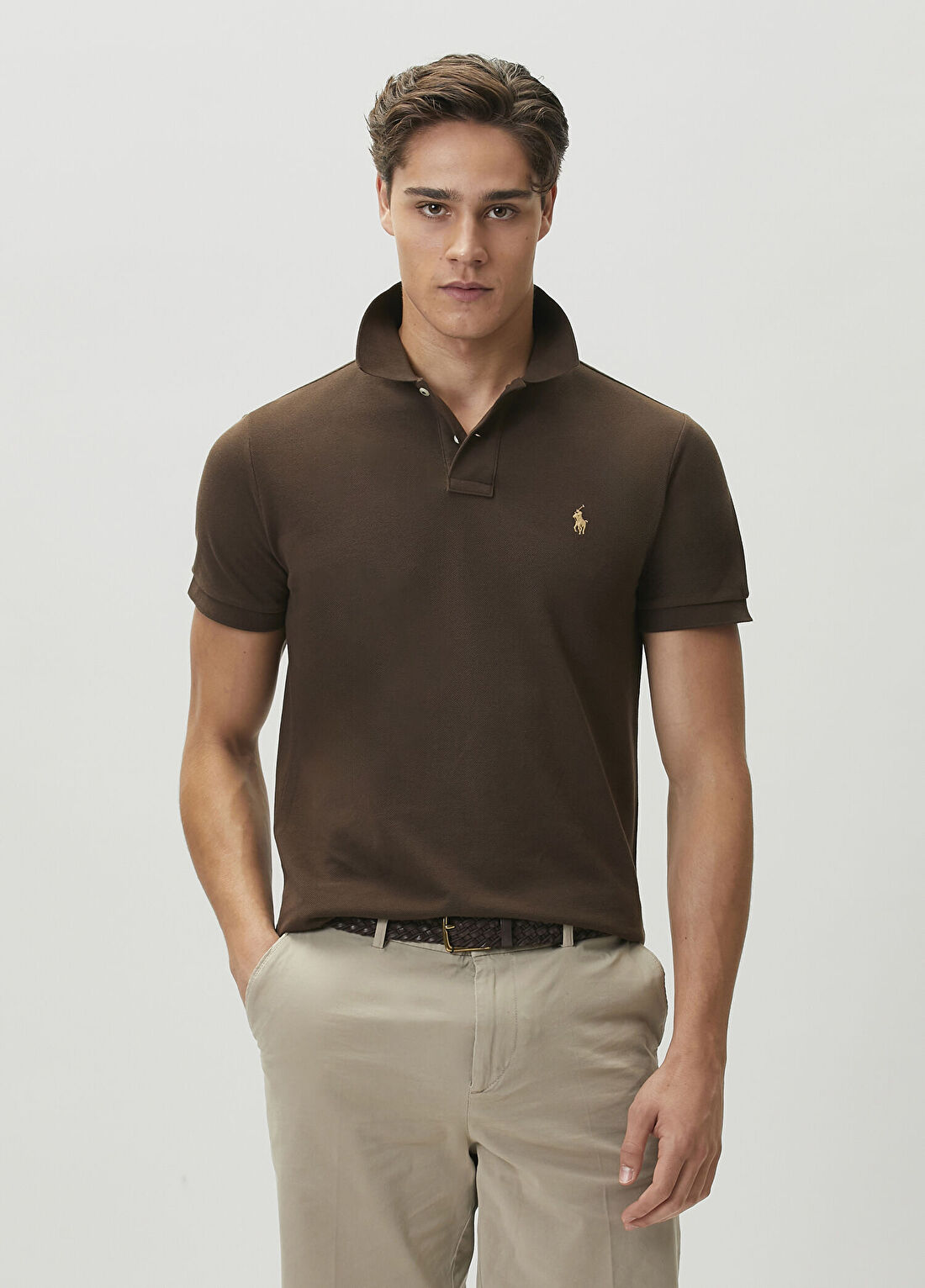 Polo Ralph Lauren Slim Fit Kahverengi Polo Yaka T-shirt
