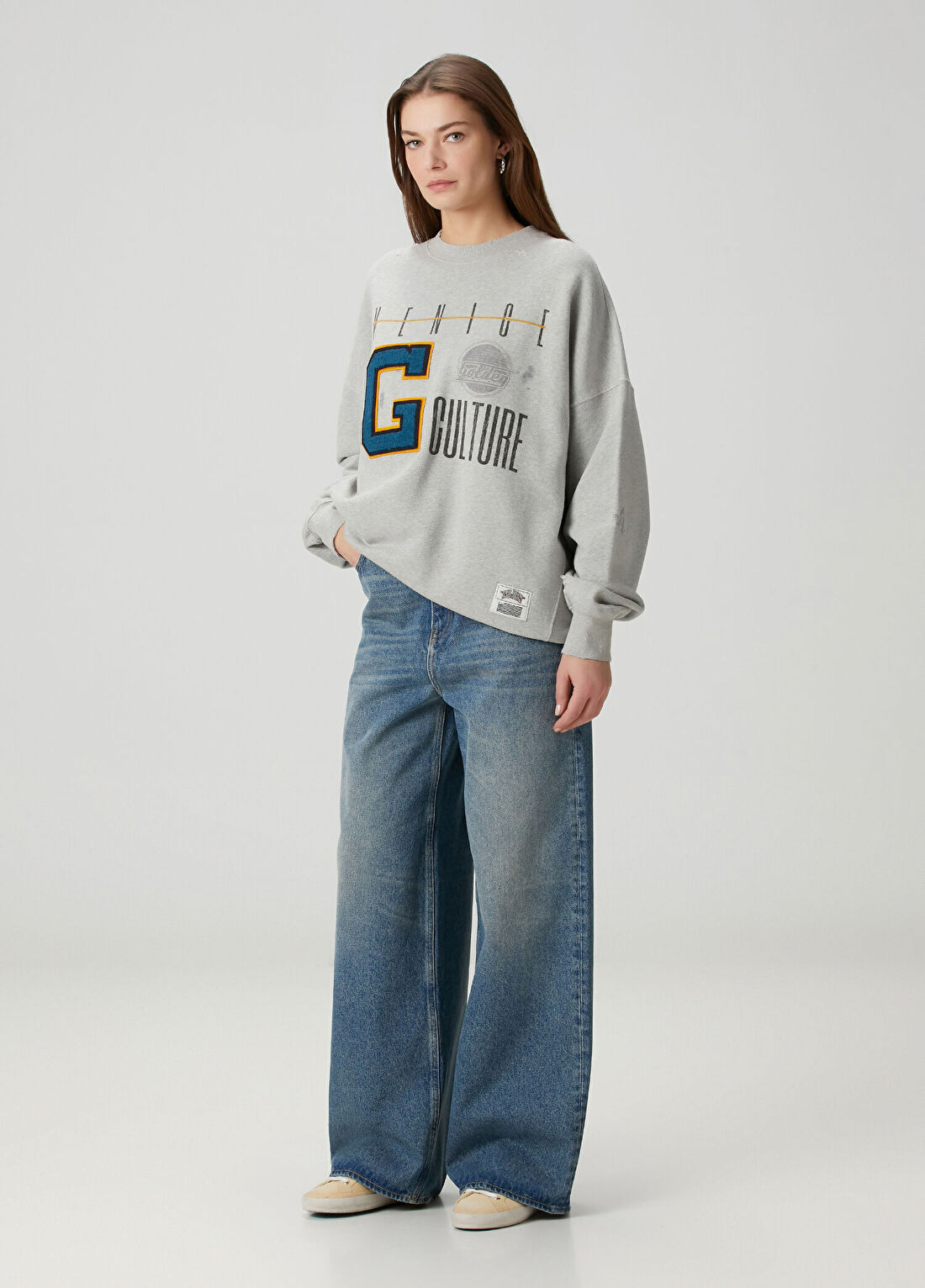 Golden Goose Gri Logo Patch Sweatshirt görsel 2