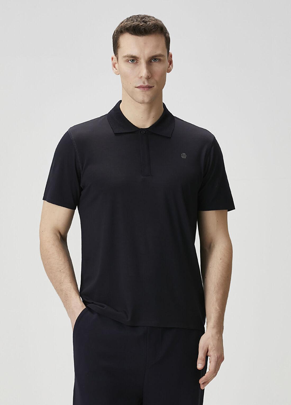 Dunhill Lacivert Polo Yaka Yün T-shirt