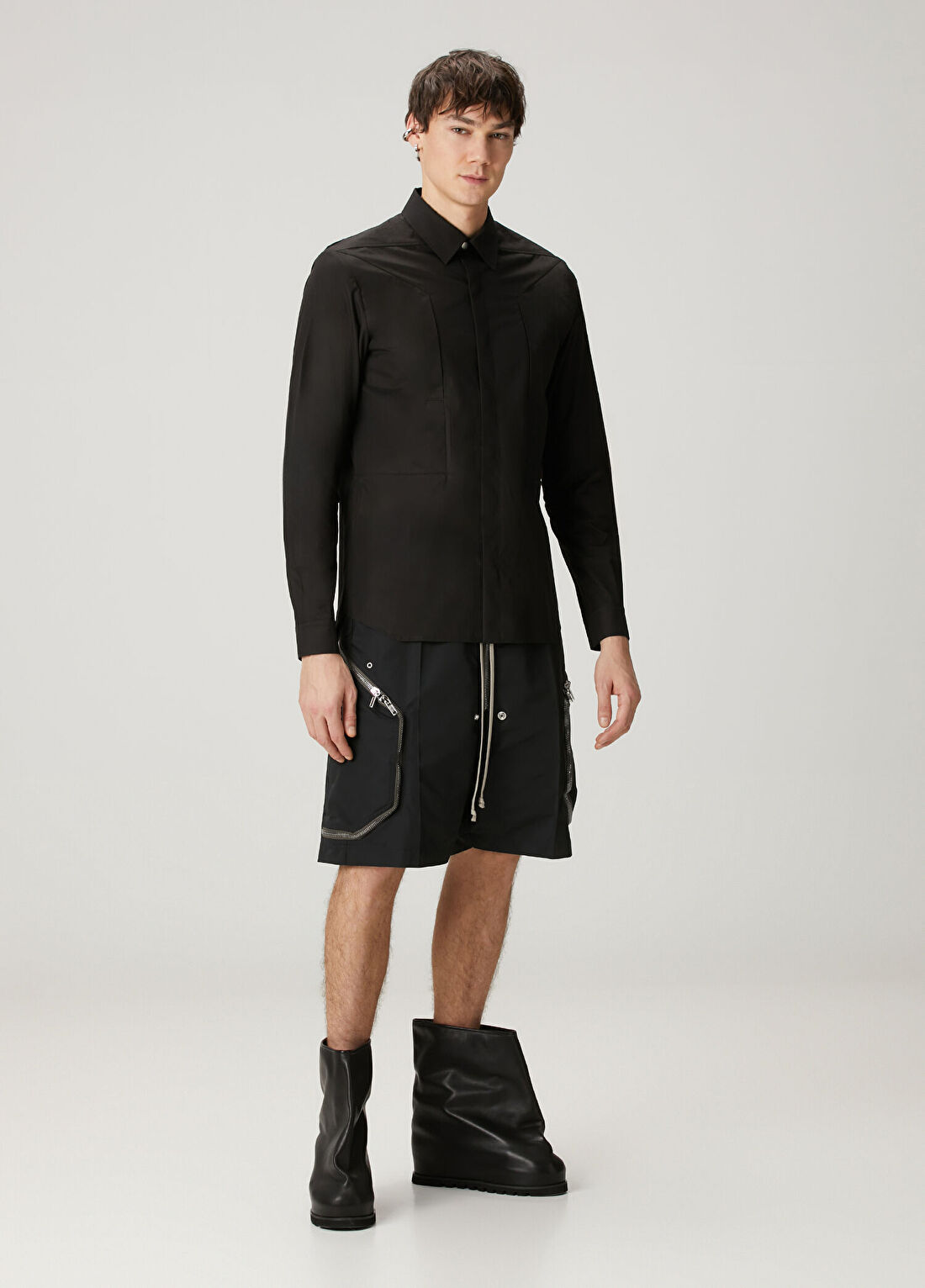 Rick Owens Siyah Dış Gömlek görsel 2