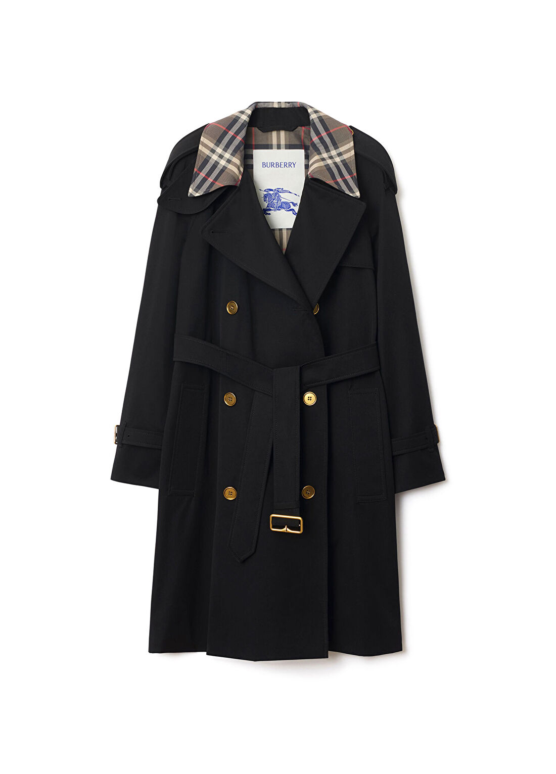 Burberry Siyah Gabardin Kadın Trençkot