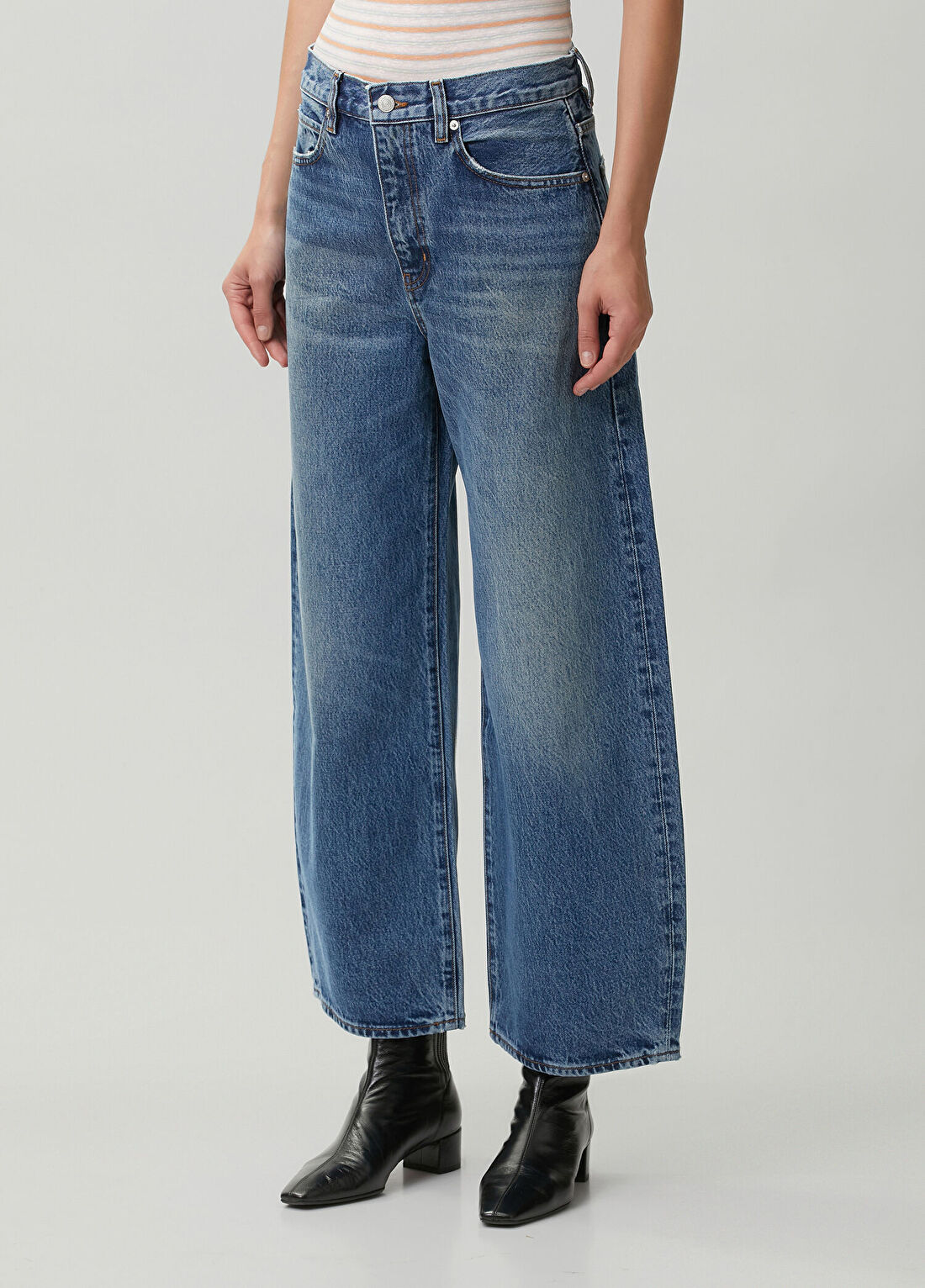 Frame Denim The Bow Crop Mavi Jean Pantolon görsel 3