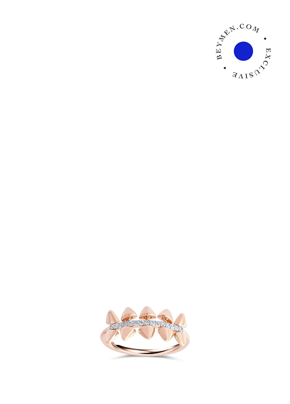 Safir Mücevher Luna Piramit Pırlanta Taşlı 14 Ayar Rose Gold Kadın Yüzük