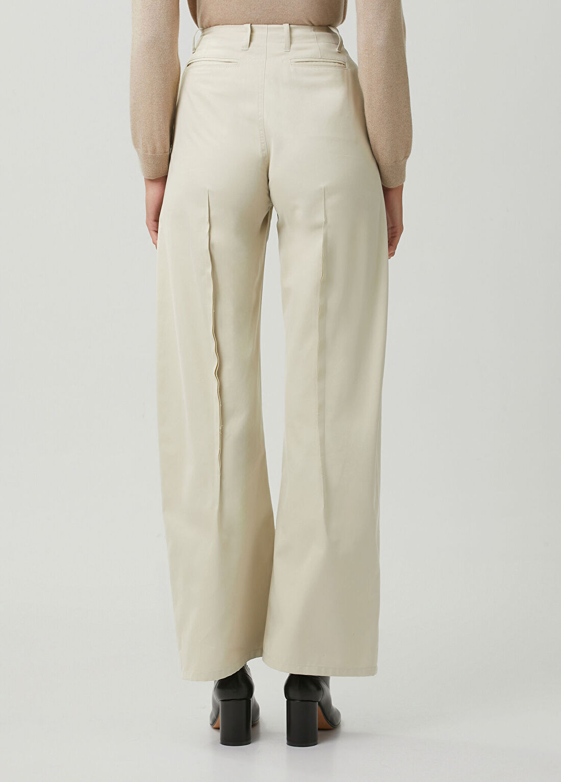 MM6 Maison Margiela Ekru Dikiş Detaylı Pantolon görsel 4