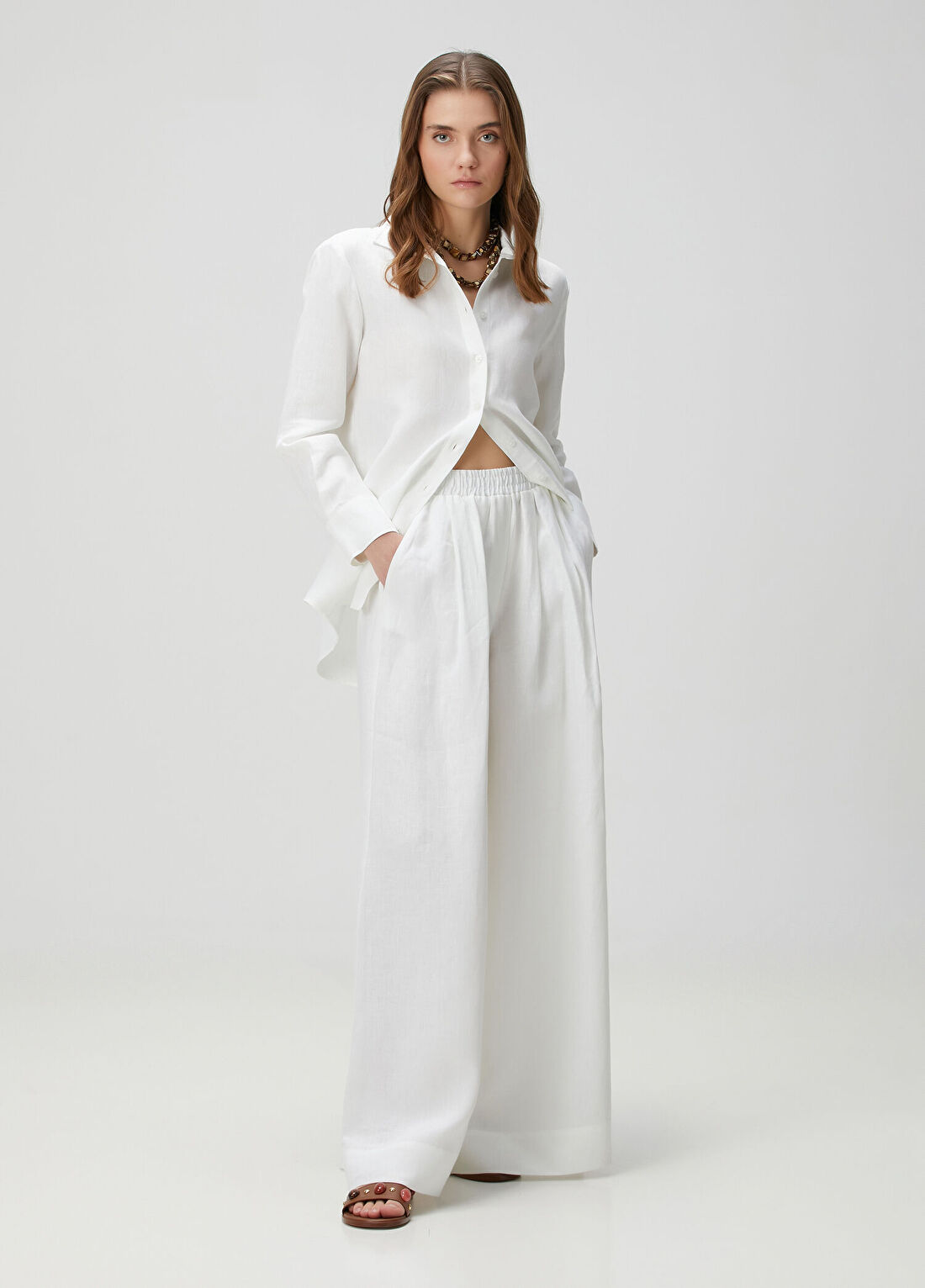 Beymen Collection Beyaz Keten Gömlek görsel 3