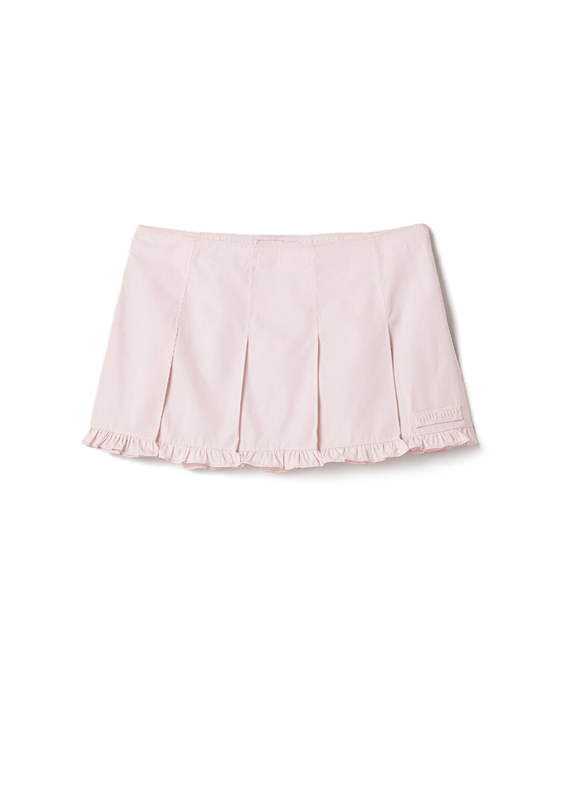 Miu Miu Pembe Poplin Pileli Kadın Mini Etek