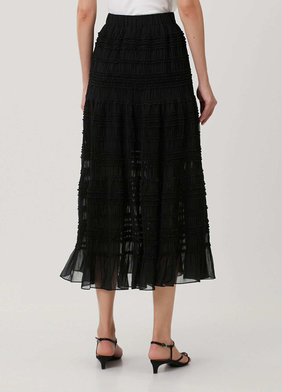 AllSaints Lotus Siyah Midi Etek görsel 4