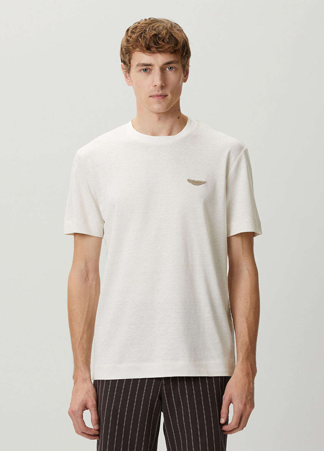 Boss Beyaz Patch Detaylı Keten T-shirt görsel 3
