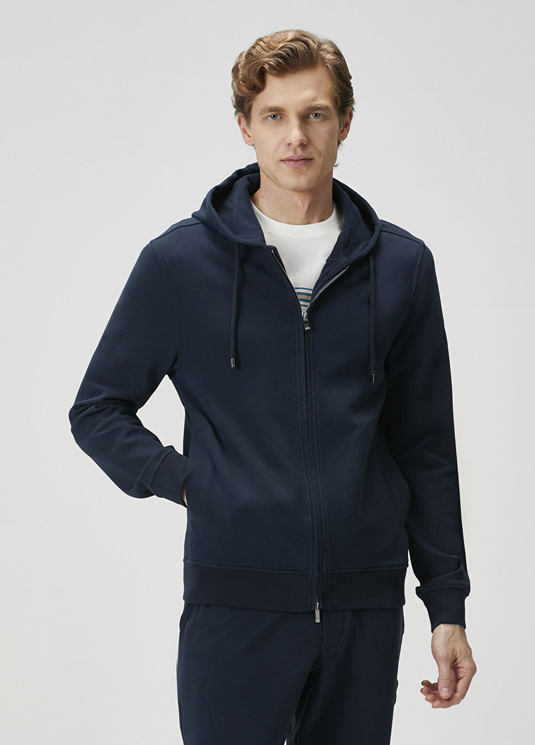 Pal Zileri Lacivert Kapüşonlu Sweatshirt