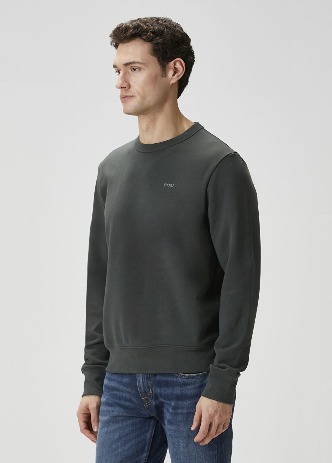 Boss Açık Yeşil Logo Nakışlı Sweatshirt görsel 3