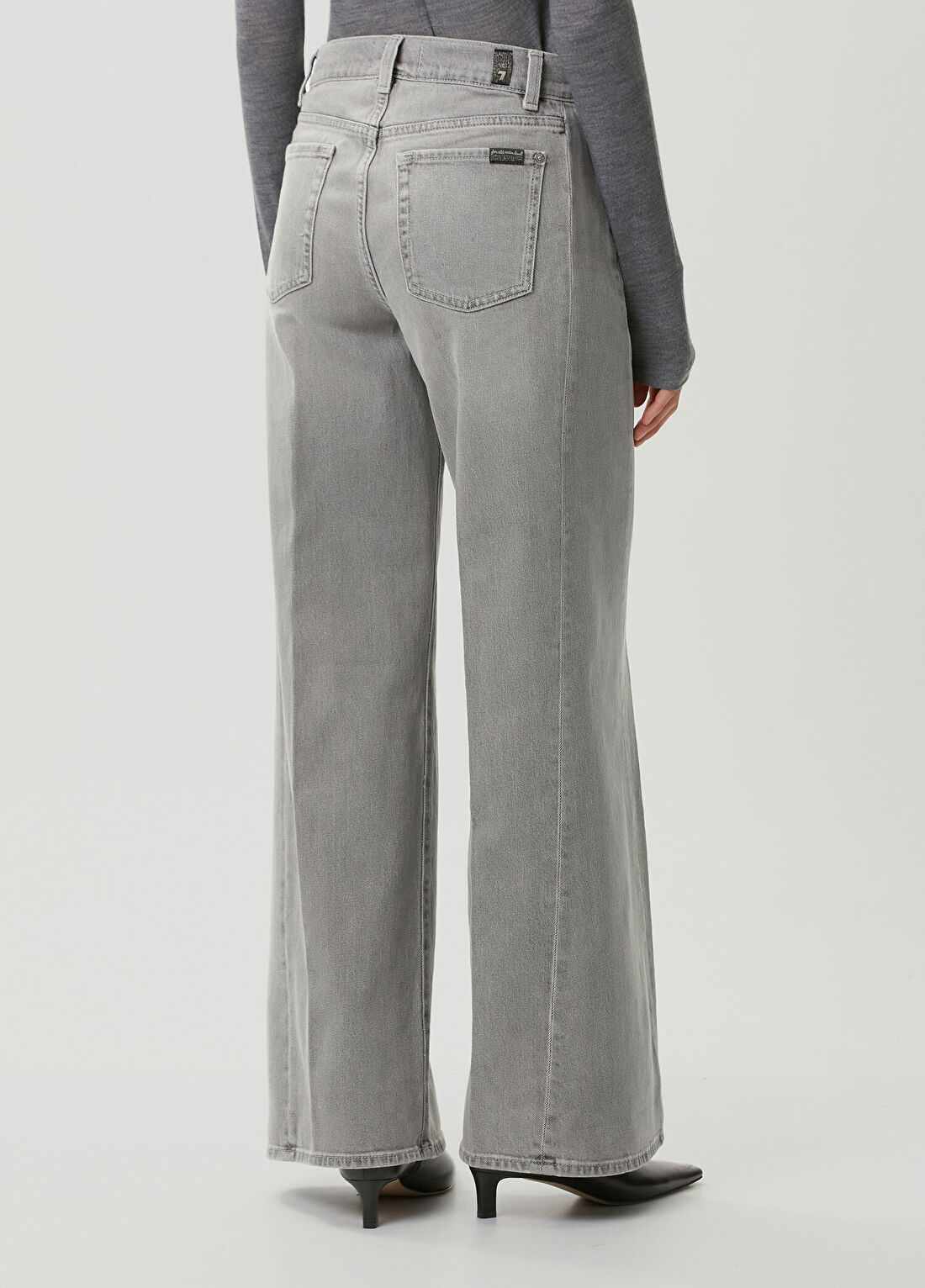 7 For All Mankind Gri Wide Leg Jean Pantolon görsel 4