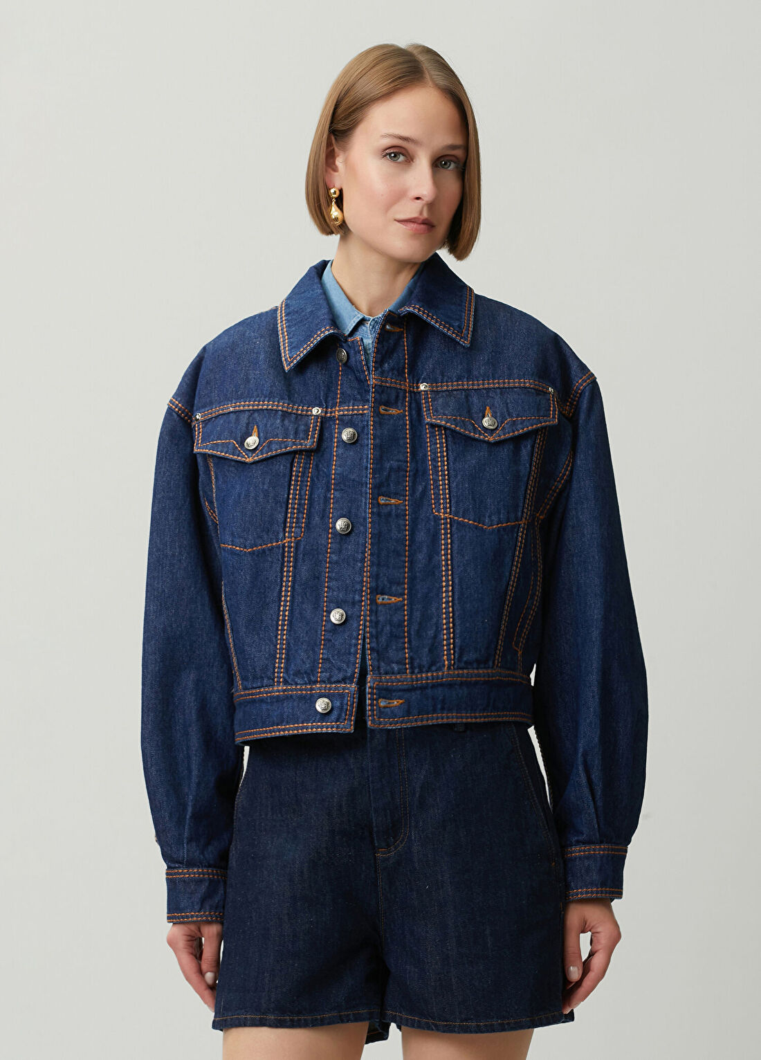 Versace Lacivert Denim Ceket
