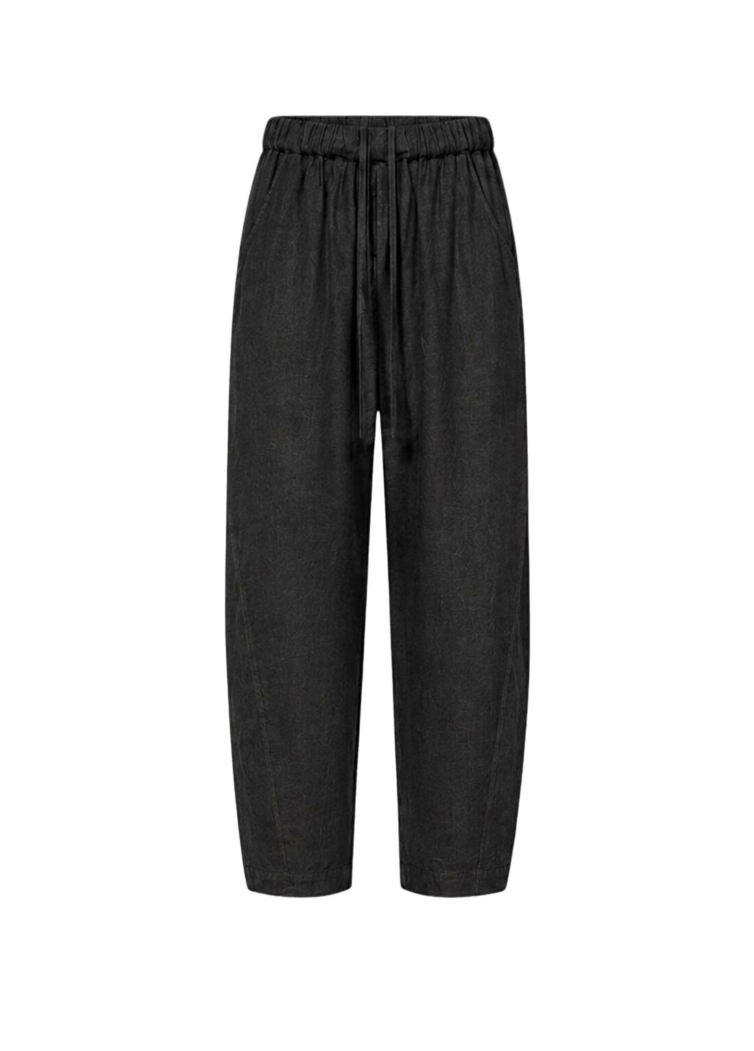 Rivus Siyah Keten Baggy Fit Kadın Pantolon