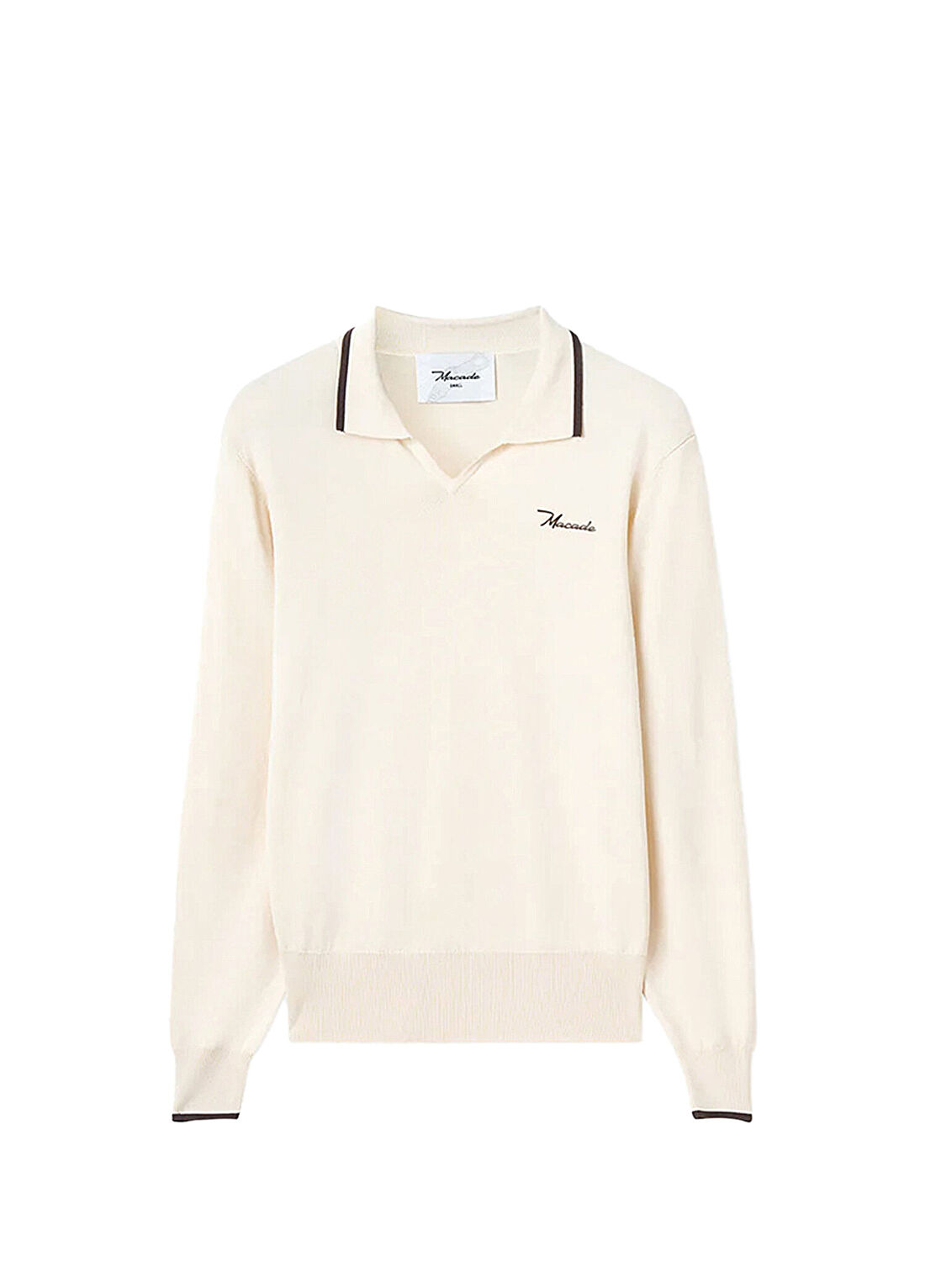 Macade Golf Ella Sand Krem Polo Yaka Uzun Kollu Kadın Triko