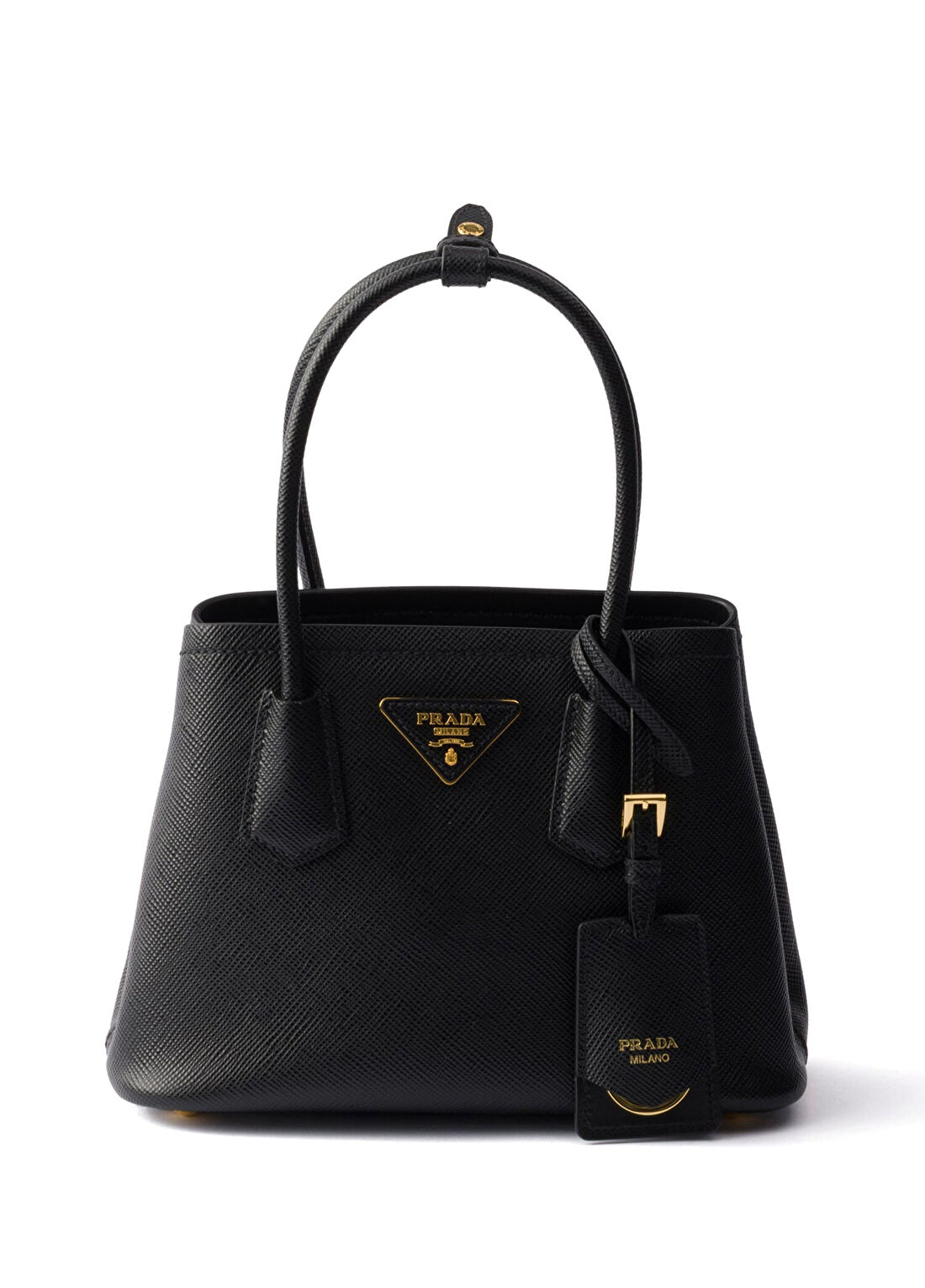 Prada Double Saffiano Siyah Deri Mini Kadın El Çantası