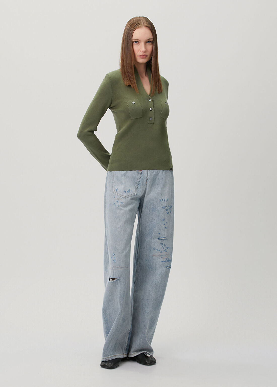 MM6 Maison Margiela Yeşil Cepli Triko görsel 2