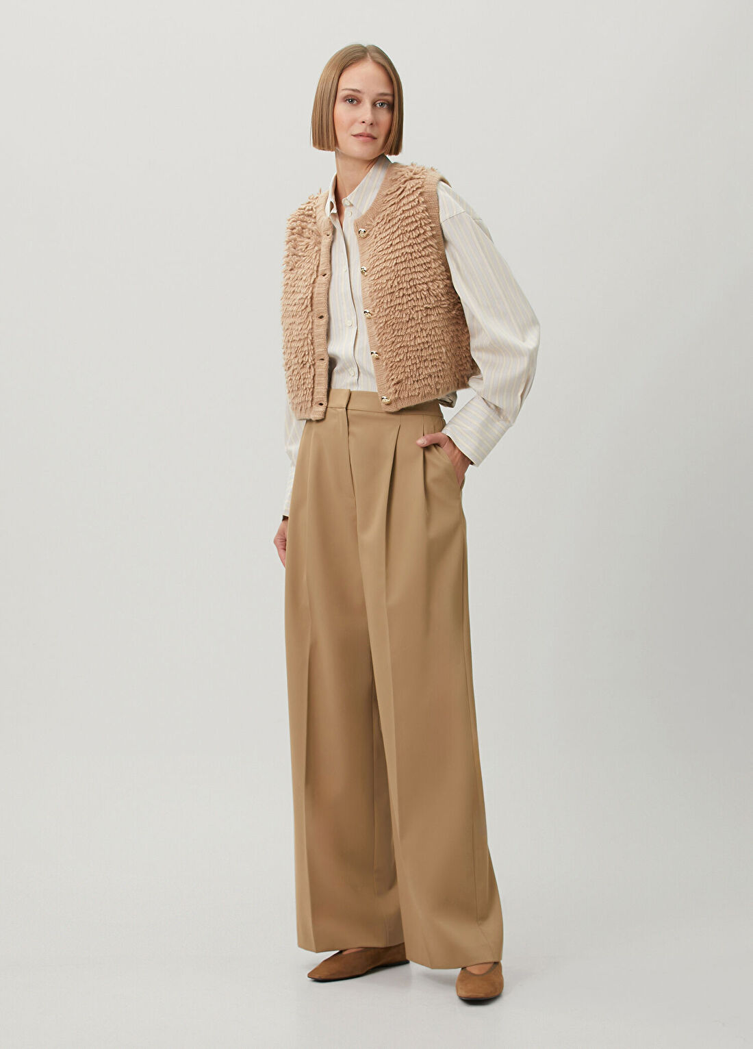 Kujten Camel Kaşmir Yelek görsel 2