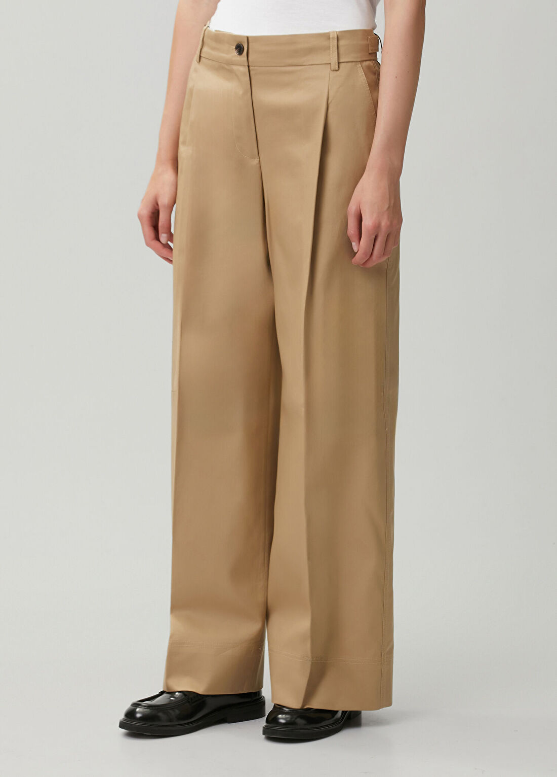 Tommy Hilfiger Bej Wide Leg Chino Pantolon görsel 3