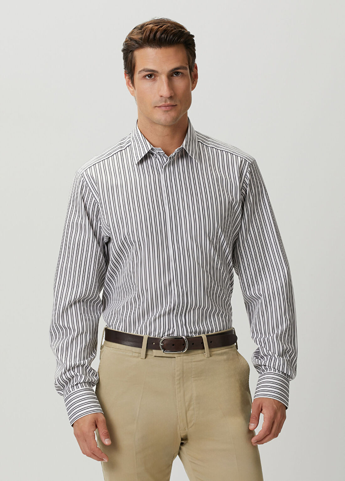 Tom Ford Classic Fit Siyah Beyaz Çizgi Desenli Gömlek