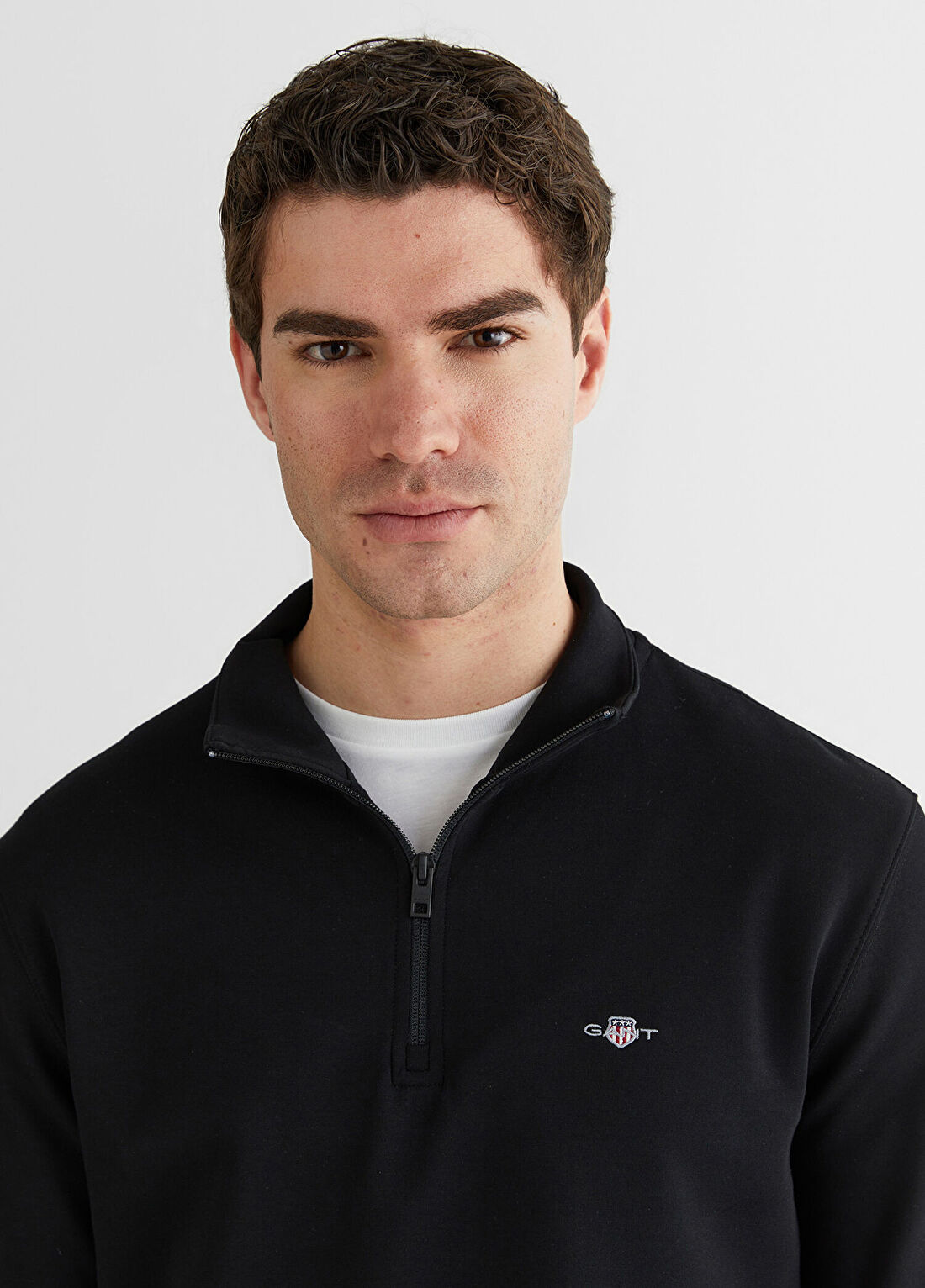 Gant Siyah Logolu Relaxed Fit Yarım Fermuarlı Erkek Sweatshirt görsel 4