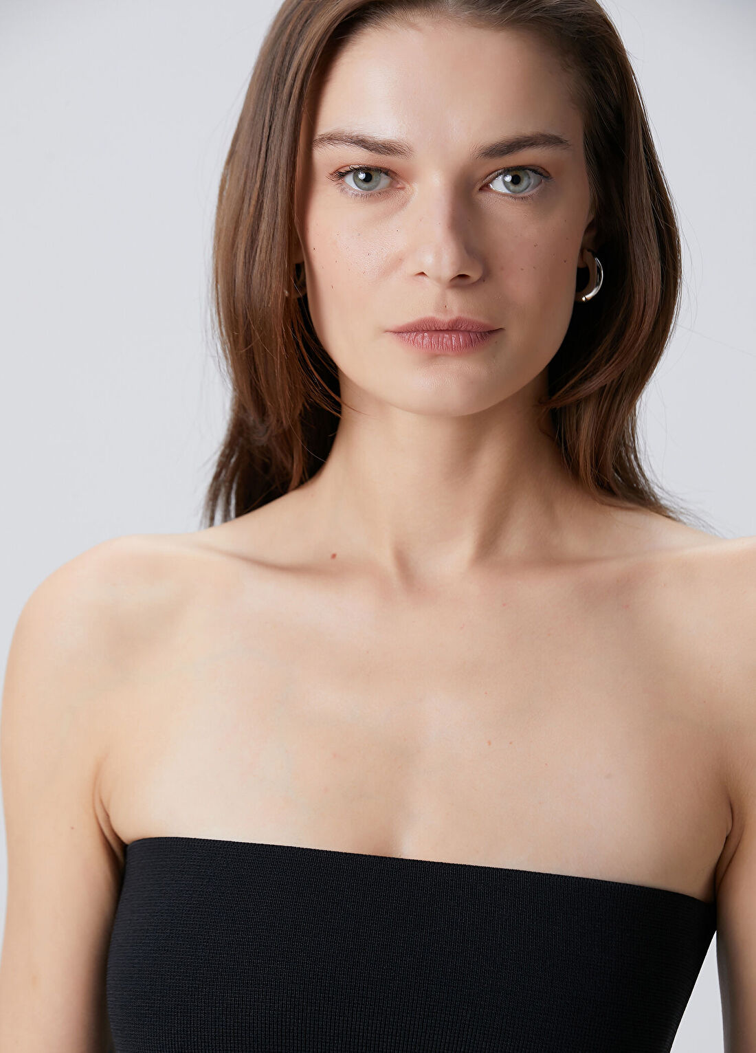Beymen Collection Siyah Straplez Volanlı Triko görsel 2
