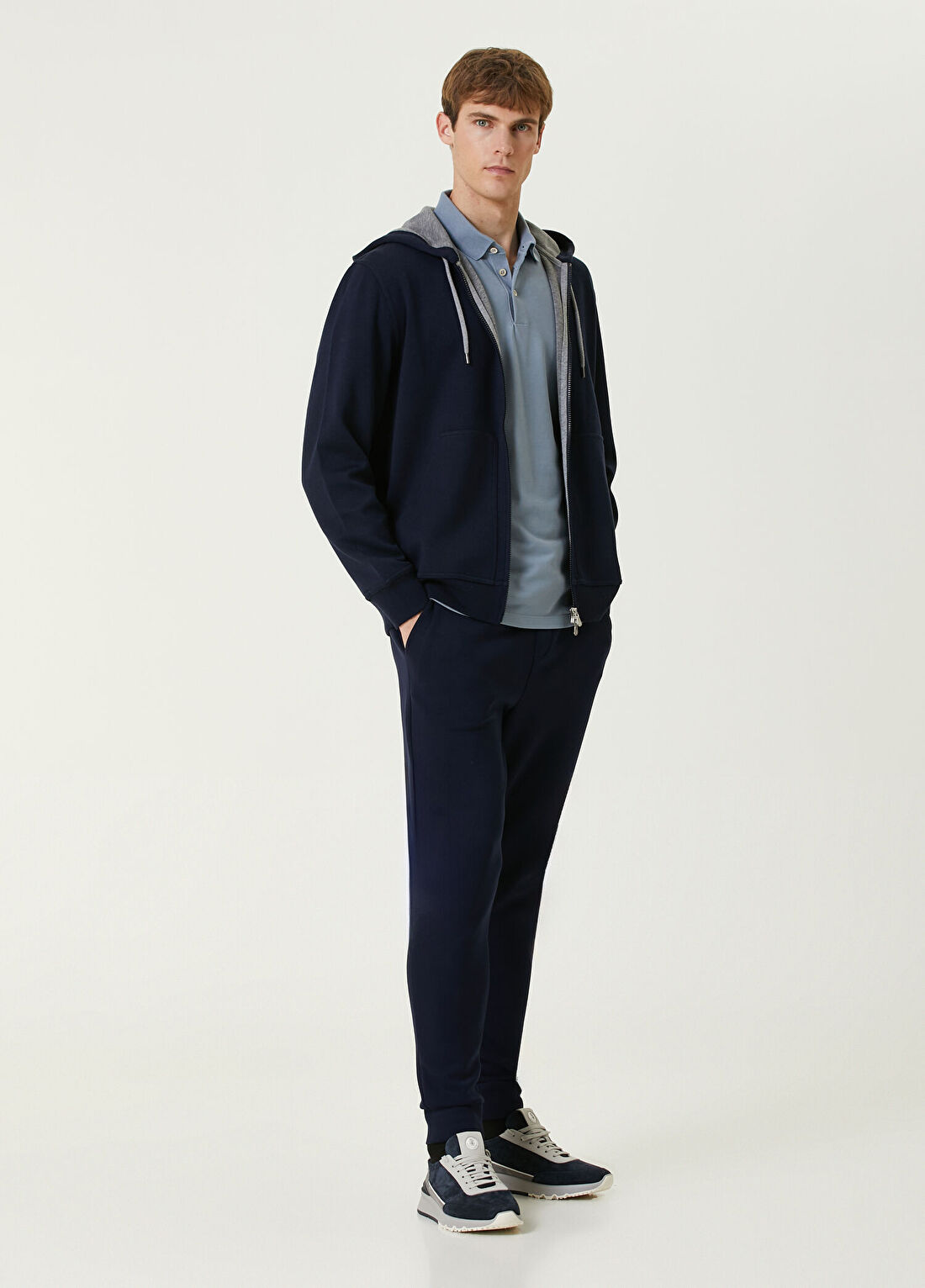 Brunello Cucinelli Lacivert Kapüşonlu Sweatshirt görsel 2