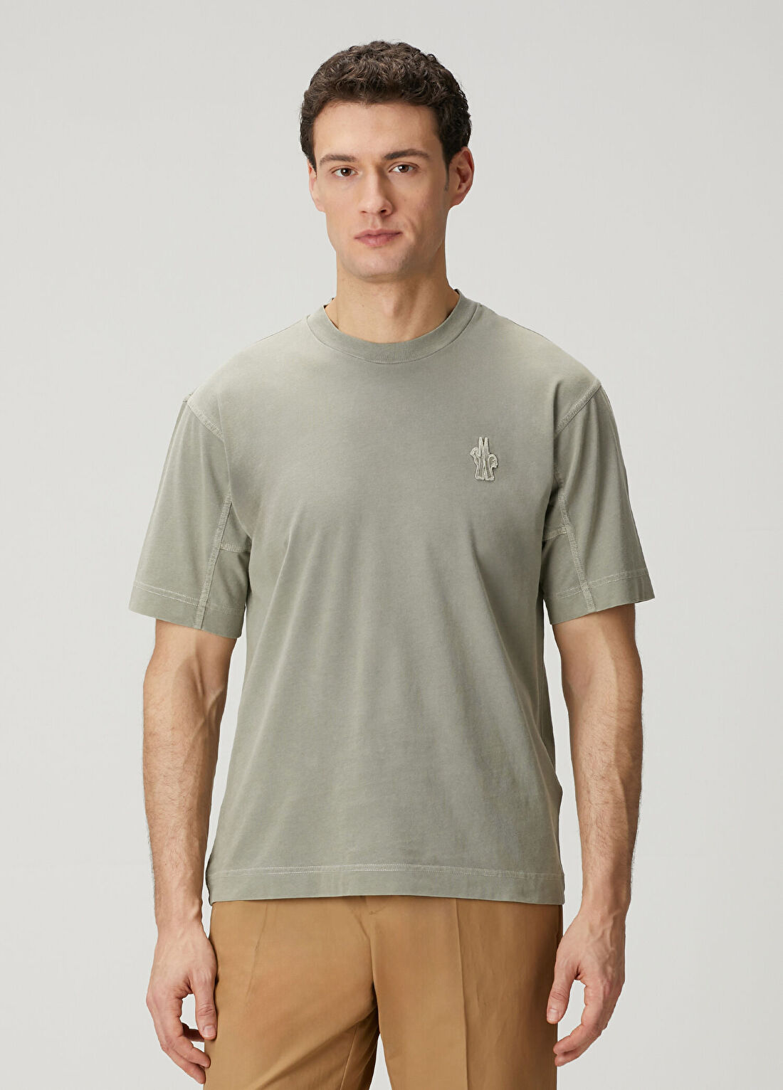 Moncler Grenoble Yeşil Logo Nakışlı T-shirt