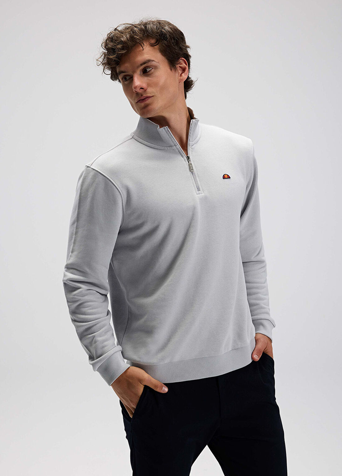 Ellesse Gri Yarım Fermuarlı Erkek Sweatshirt EM580-GI görsel 3
