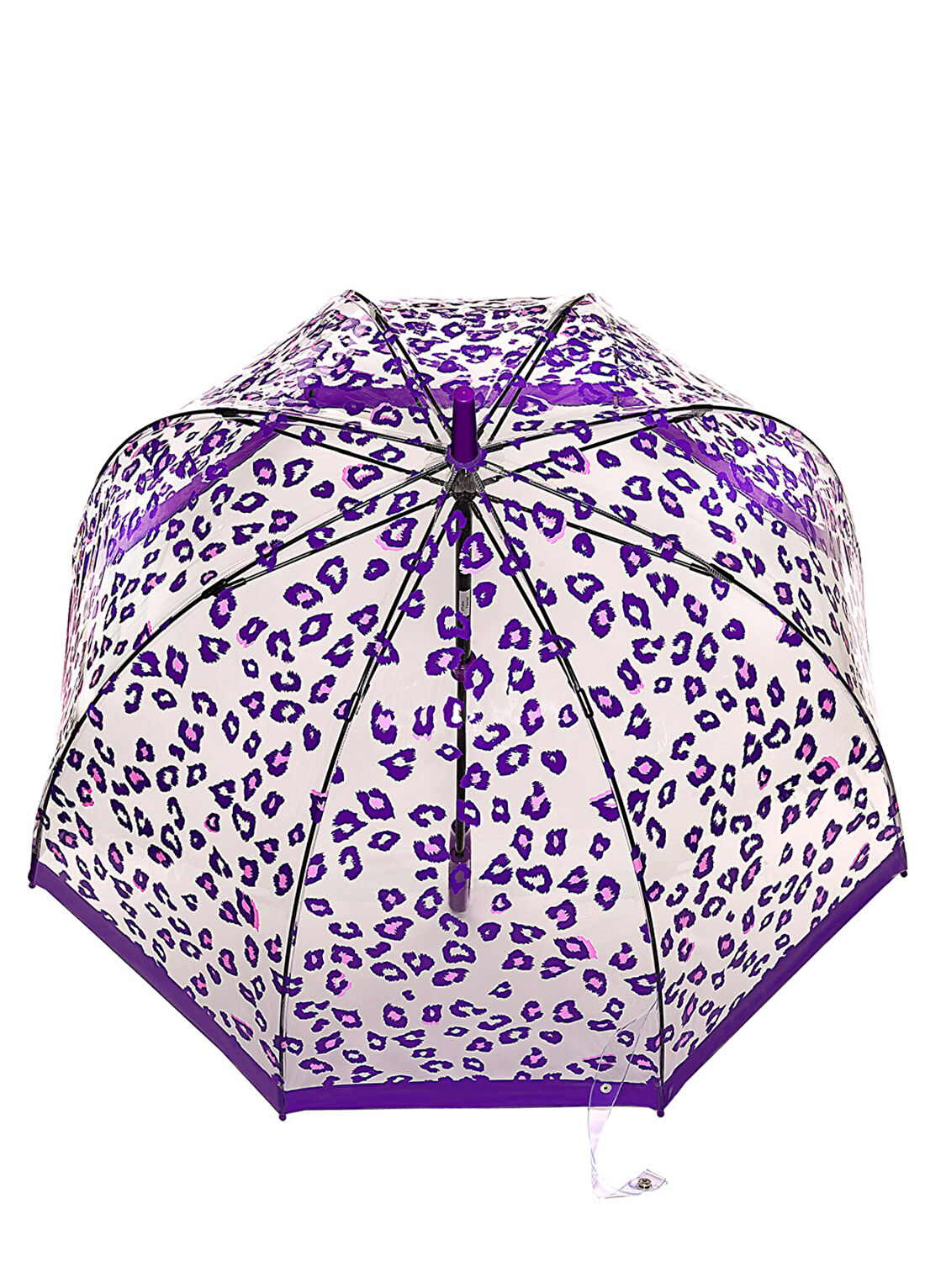 Fulton Birdcage® 2 Purple Leopard Desenli Şeffaf Kadın Şemsiye