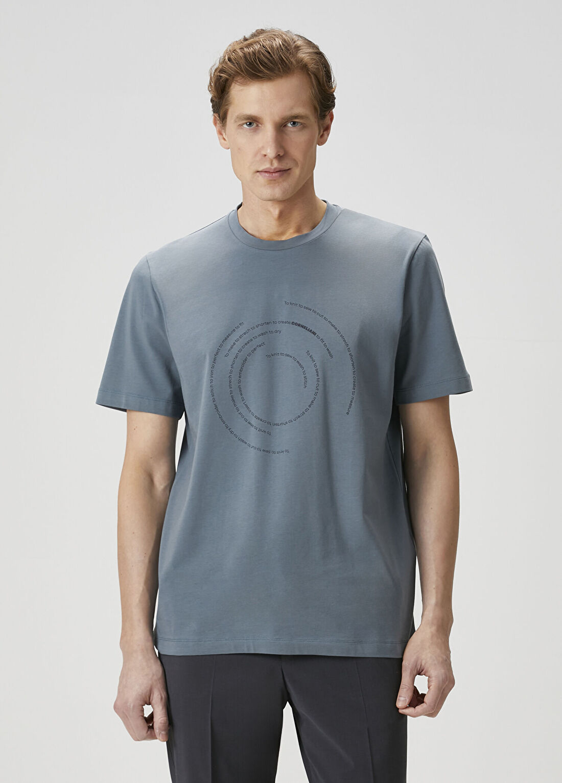 Corneliani Açık Mavi Baskılı T-shirt