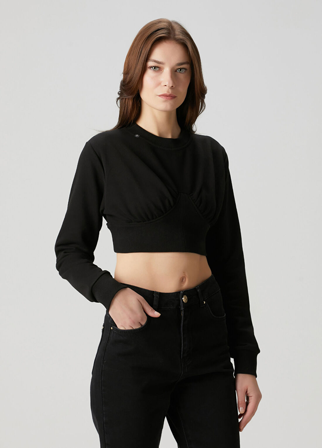 Lol Olyimpe Siyah Crop Sweatshirt